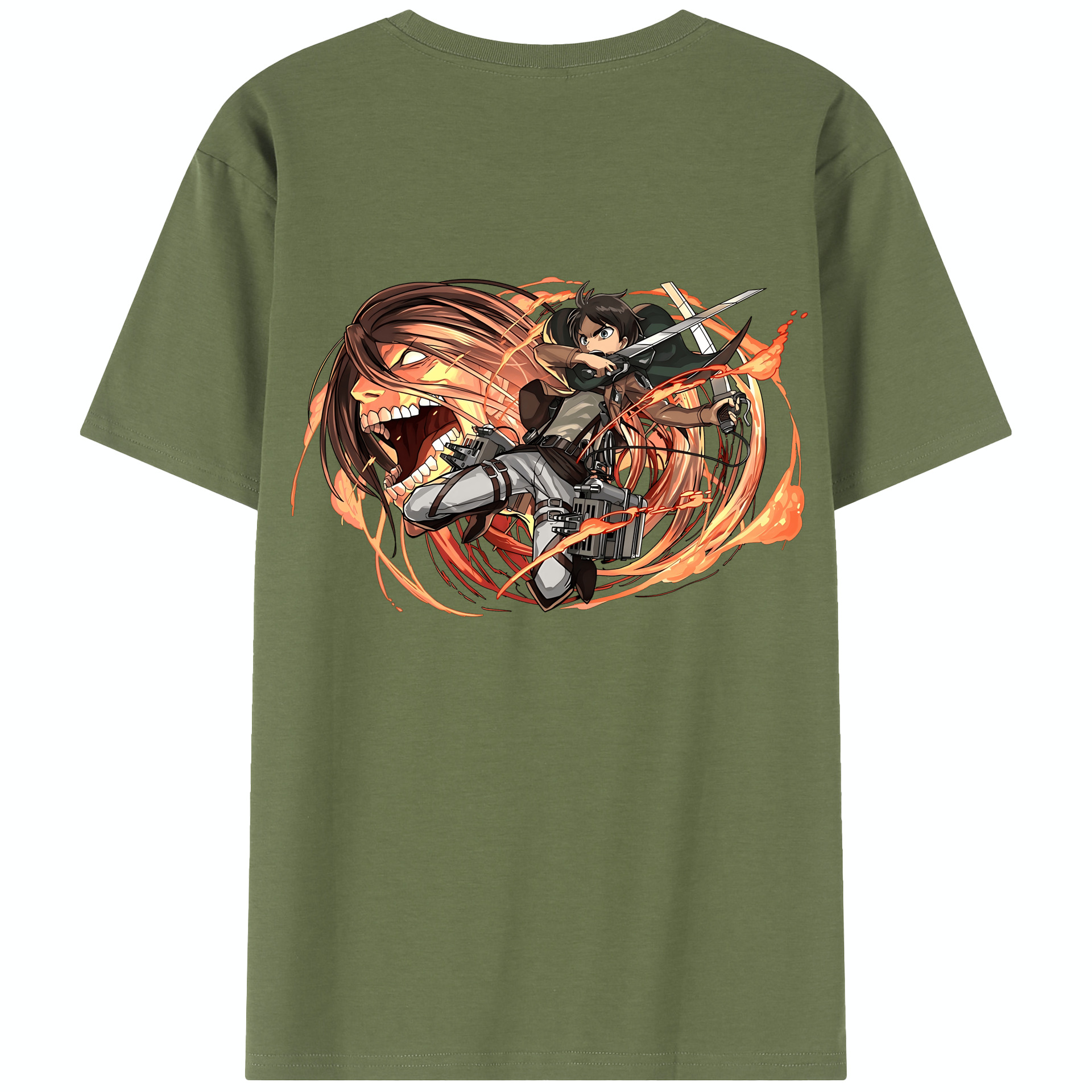（画像用） 進撃の巨人 エレン･イェーガー Attack on Titan Eren Jäger 綿100％半袖Tシャツ（背面プリント）